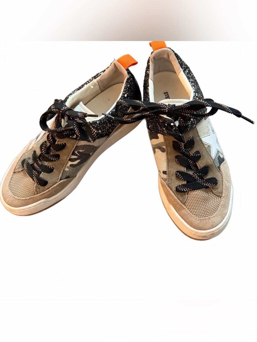 Steve Madden Women’s Camouflage & Glitter Lace-Up Sneakers - Beige/Black